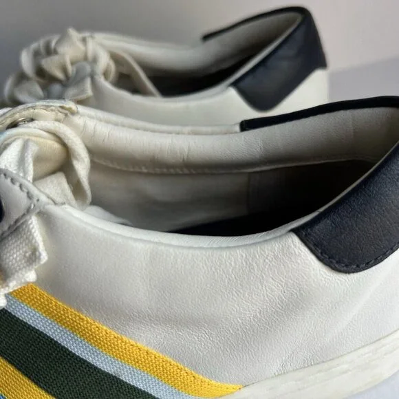 TORY Burch SPORT Ruffle Striped Women’s 8.5 Low Top Sneakers Lace Up Shoes - Picture 5 of 16